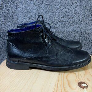 Kenzo Chukka Boots Mens Size 9.5 Black leather Lace Up Ankle Made in Spain